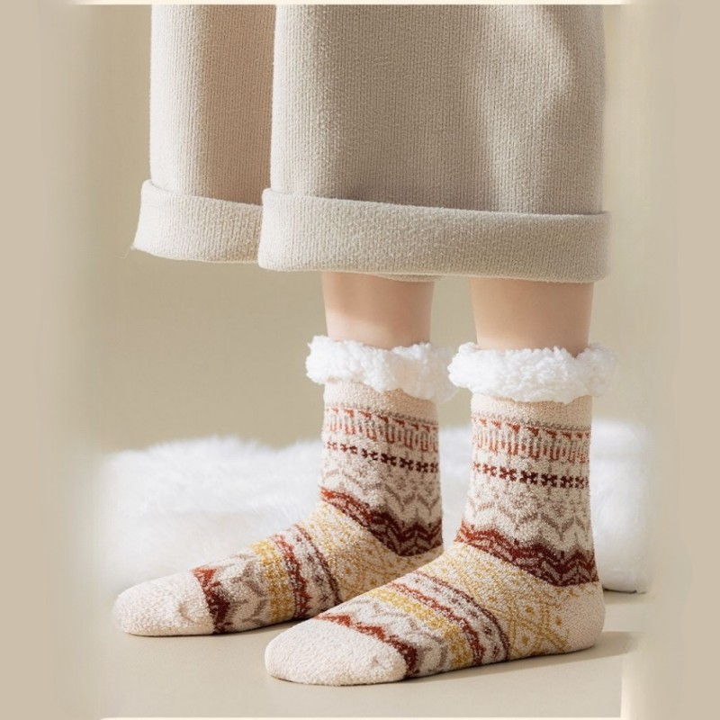 Womens Mid-calf Socks With Retro Pattern Rabbit Sheep Wool Socks